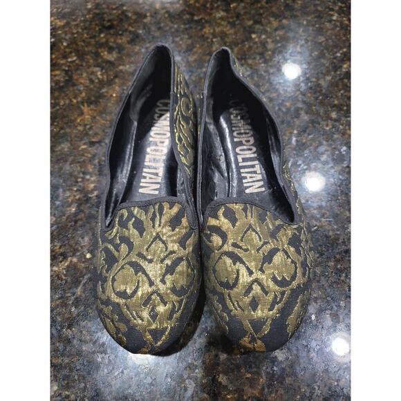 Cosmopolitan Ballet Shoes Women's Size 8.5M Black Gold Paisley Round Toe Slip On - Picture 2 of 10